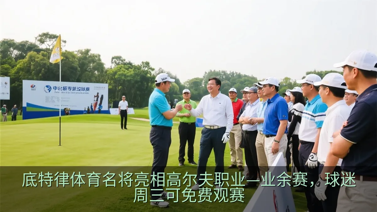 观众在高尔夫球场边观看职业业余混合赛