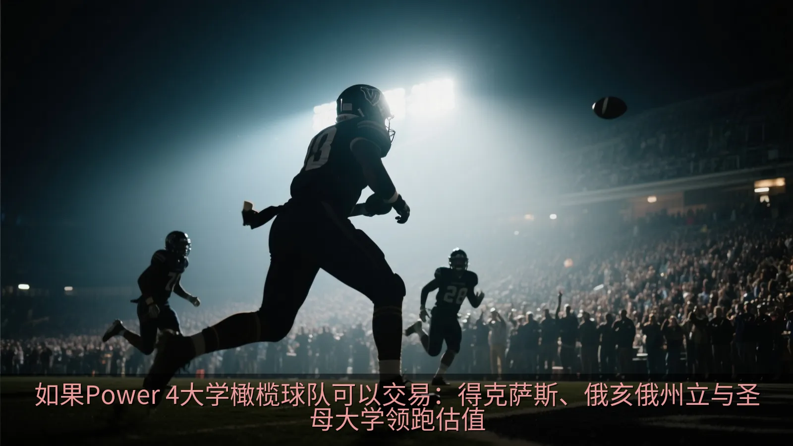 灯光下的大学橄榄球比赛瞬间