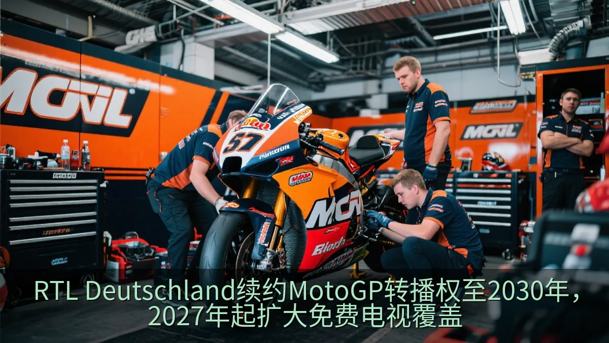 赛道维修区内准备出发的专业摩托车赛车