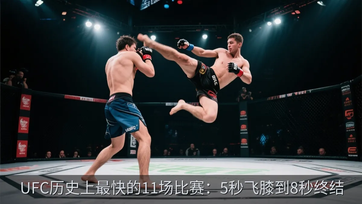 综合格斗比赛中飞膝进攻的动态瞬间