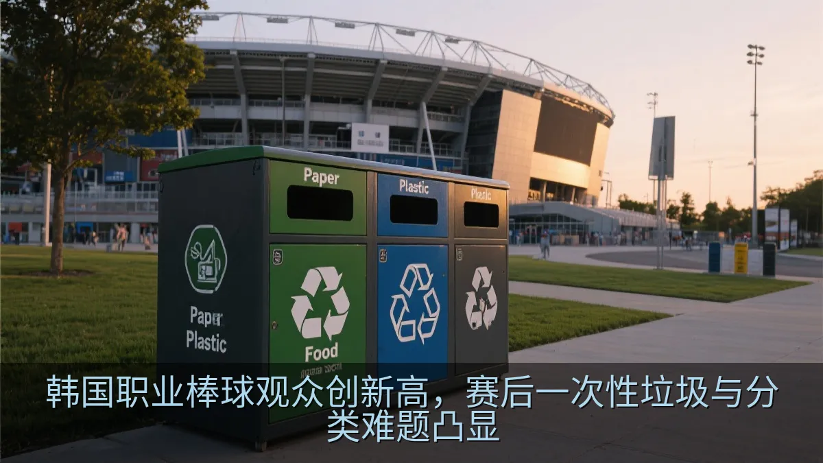 体育场外设置分类回收箱的场景